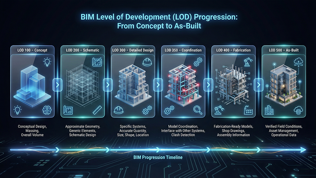 Bim Lod 100 200 300 400 500 Building Information Modeling Bim Revit