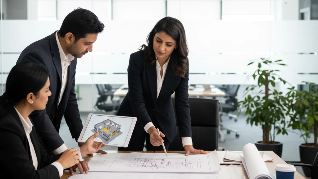 Architectural consultant meeting clients