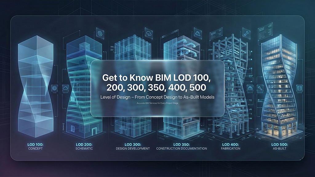 BIM LOD services overview from LOD 100 to 500