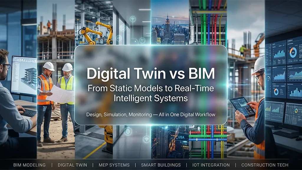 Digital Twin vs BIM comparison diagram in construction