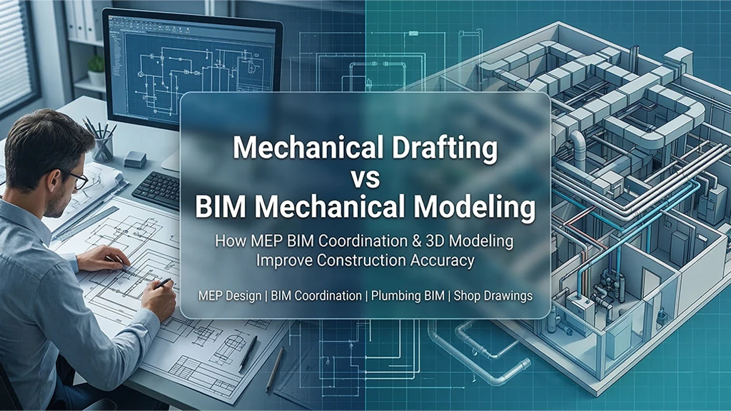 Mechanical drafting services creating 2D HVAC and mechanical system drawings